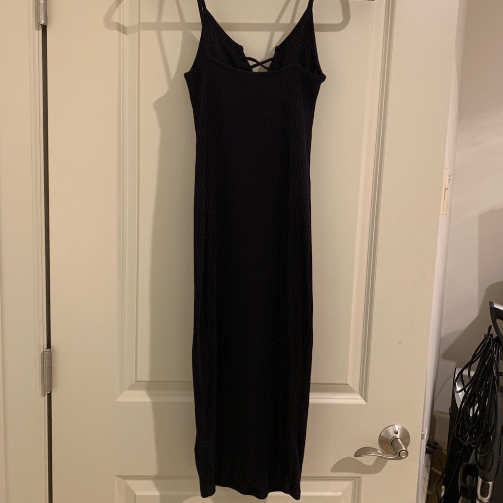 Topshop Ribbed Slim Fit Lace-Up Midi Dress Women’s Size 4 - Picture 4 of 6